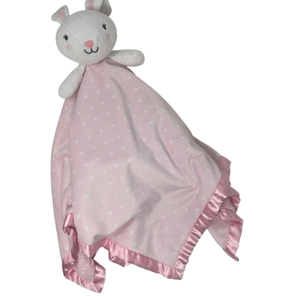 Pink and white Polka Dot Target Cloud Island Bunny Security Blanket - Picture 3 of 7